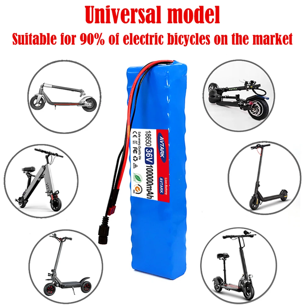 

NEW 36V 100Ah 18650 Rechargeable Lithium Battery Pack 10S3P 1000W Power Modified Bicycle Scooter Electric Vehicle with BMS