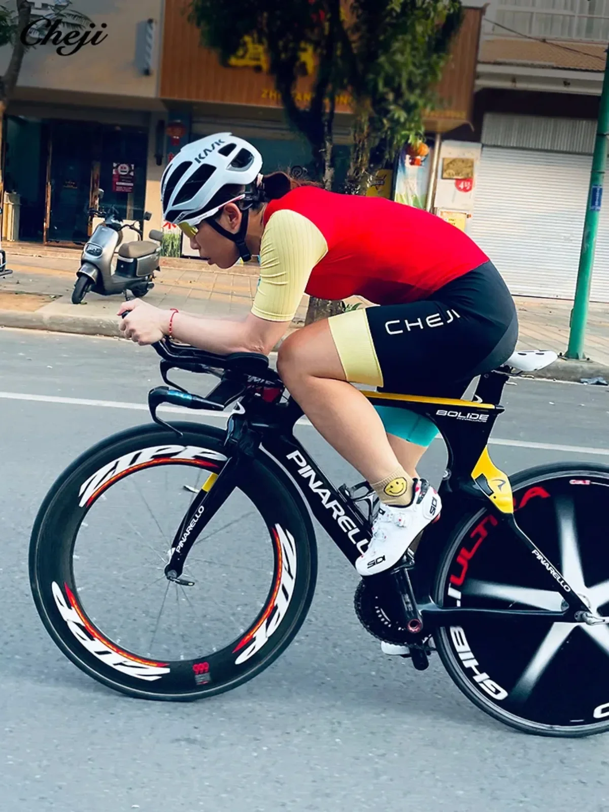 Cheji Women's Summer Riding Tights Jumpsuit Cycling Clothing Quick Drying High Quality Jersey Leg Warmers Bib Shorts Pants