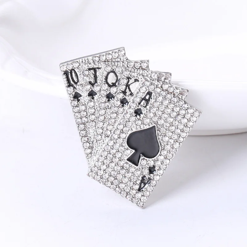 Creative New Fashion Hip Hop Playing Cards Flush Brooches