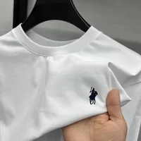 T-shirt à manches courtes pour homme en coton pur tendance 2026, marque haut de gamme, imprimé poney, décontracté, col rond 3