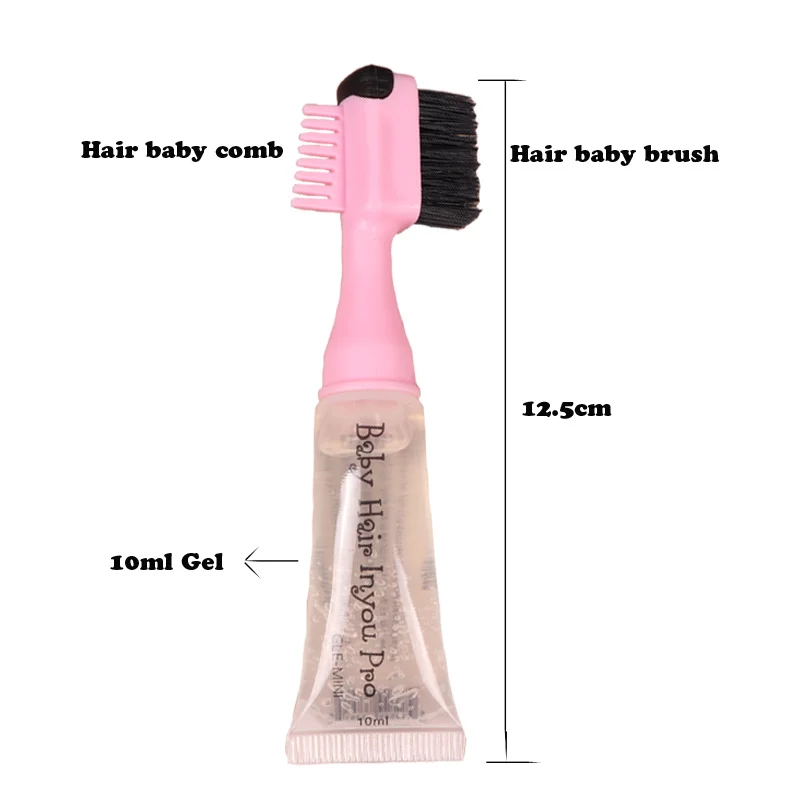 Hair Styling Gel 1Pcs Hair Styling Edge Control Gel Brush Baby Hair Portable Fixative Gel Cream Natural Africa 10Ml