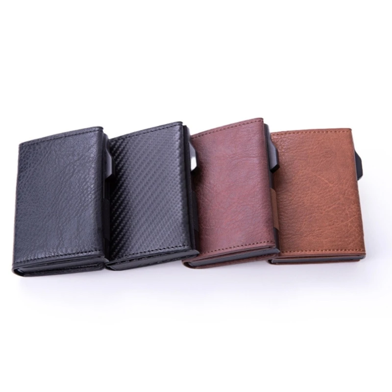 

PU RFID Blocking Money Wallet Automatic Pop-up Credit Card Holder Business Purse Gift Cash Pocket for Men Women H9ED