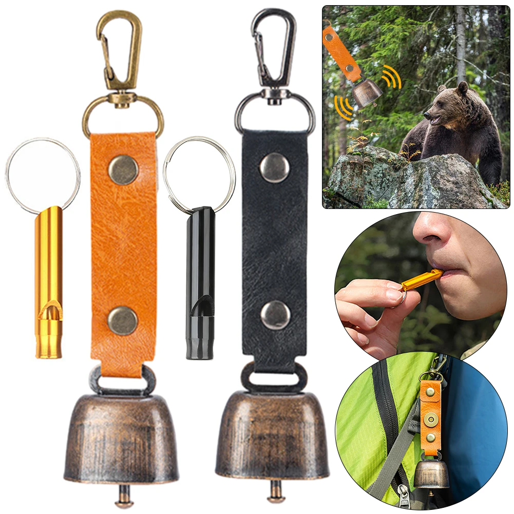 Loud Bear Bell with Emergency Whistle Set with Magnetic Silencer Bear Repelling Bell Hanging for Deterrent