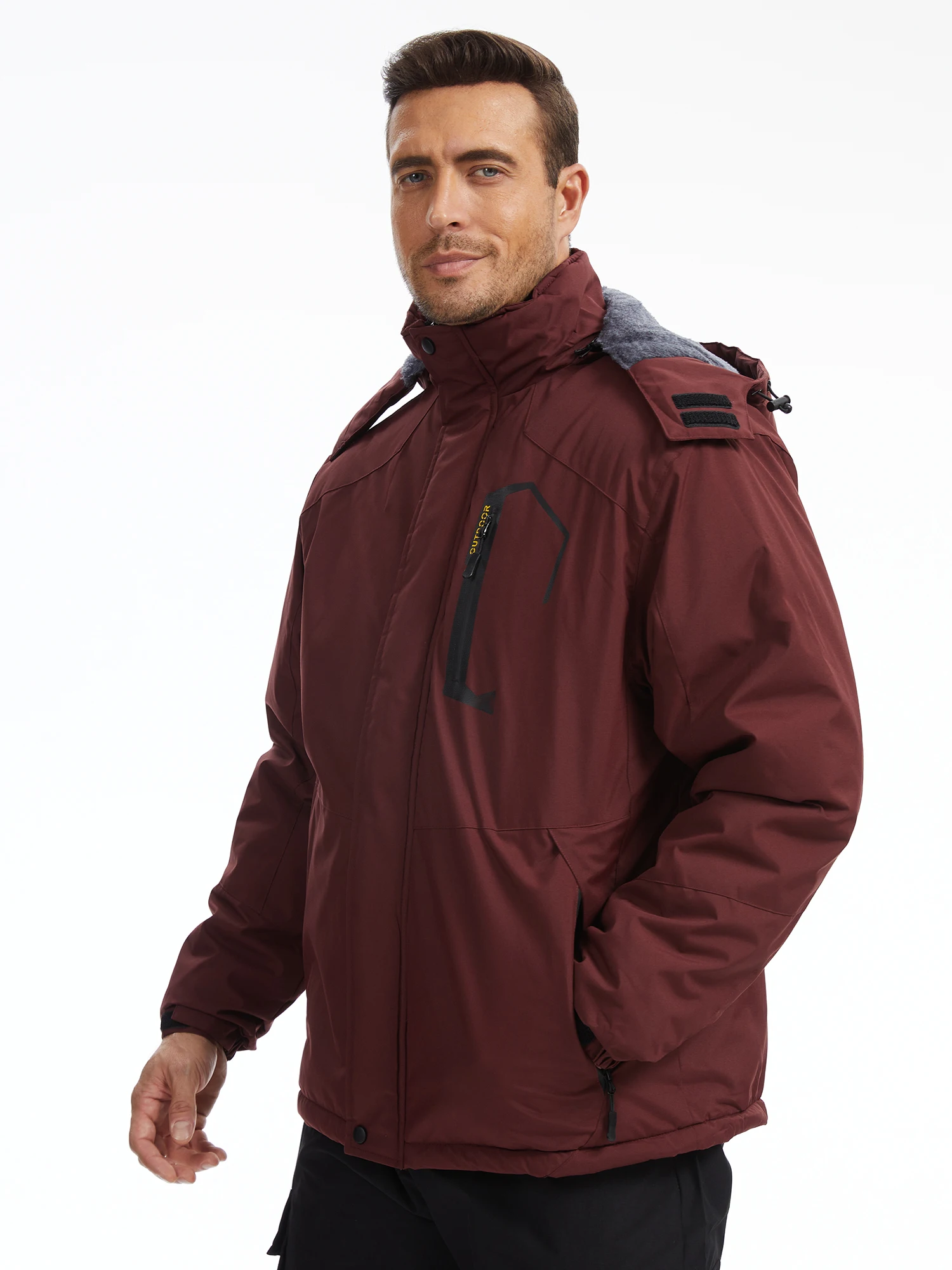 Wasserdichte Ski-Snowboard-Jacke für Herren, Winter, winddicht, Schnee, dicke Jacke, Mantel mit Innenbrusttaschen für Outdoor-Camping-Ski – Detail 2