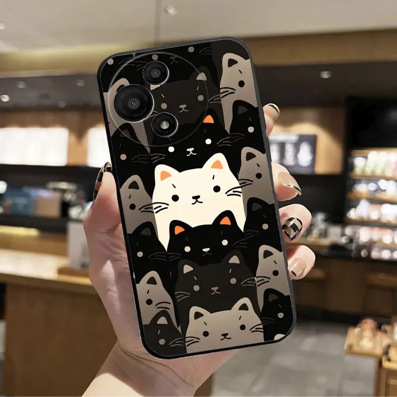 Fashion Print Black Silicone Phone Case - Soft Protective Cover