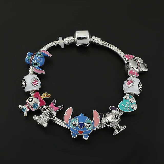 Bracelet à breloques inspiré du dessin animé Disney Stitch pour femme,  pendentif point bricolage, perles, bracelet, bijoux cadeaux, CAN o & Stitch