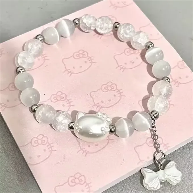 

Anime Figure Bracelet HelloKittys Bowknot Crystal Bracelet Kuromi Cinnamoroll Bracelets for Girls Ornaments Couple Friend Gift
