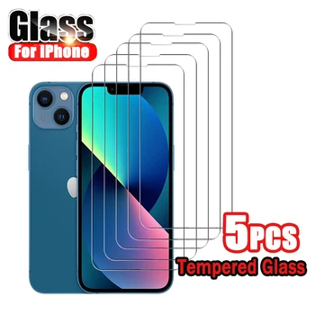 Écran de protection en verre guatémaltèque pour iPhone, iPhone 14, 13, 12, 11 Pro Max, 13, 15 Mini, X, Poly, XS Max, 8, 7, 6 Plus, SE 2022, 5 pièces
