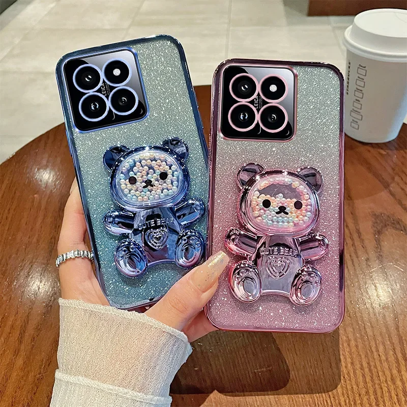 Candy Bear Stand Glitter Phone Case – Soft Cover