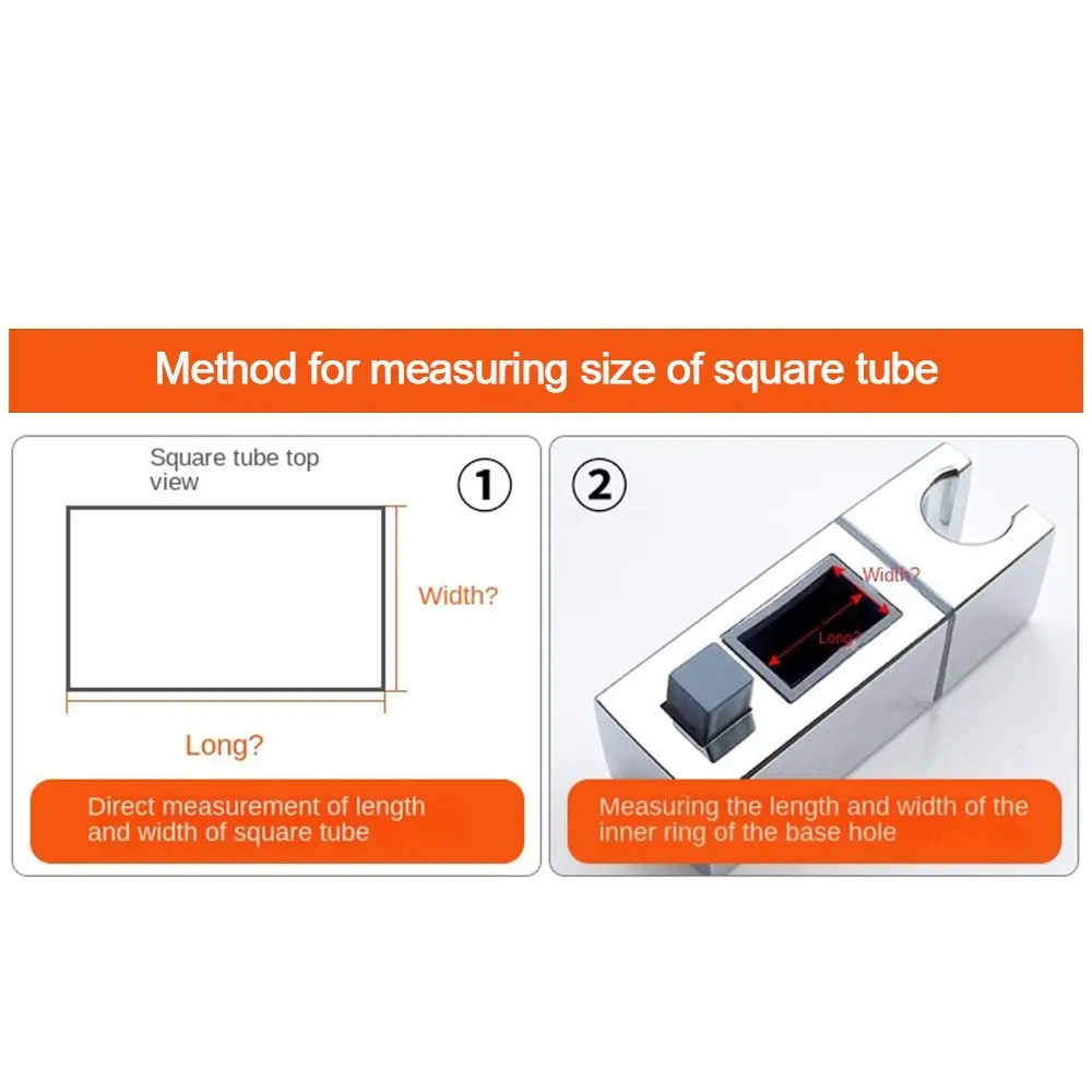 Square Pipe Bathroom Shower Head Holder Adjustable Shower Slide Bar Replacement Rack Riser Rail Bracket