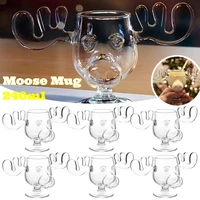1/2/3PCS Christmas Elk Glass Cup 240ML Juice Milk Moose Mug Christmas Reindeer Head Beer Water Cup Holiday Party Drinkware Gifts 2
