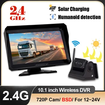 10.1" Wireless Vehicle DVR 2.4G BSD Recording Monitor System Kit Solar Charge With 720P Backup Rear View Camera For Truck/RV/Bus 1
