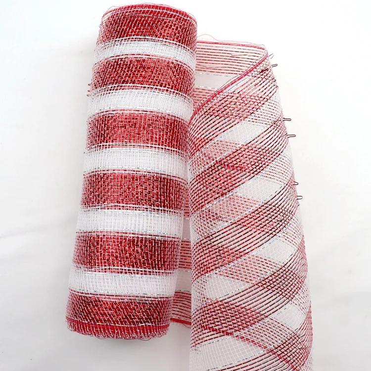 

1pcs Christmas Ribbon Packaging Screen Yarn 26cmx10 Yards Tree Stripe Flower Gift Packaging Plastic Mesh Ribbon Crafts