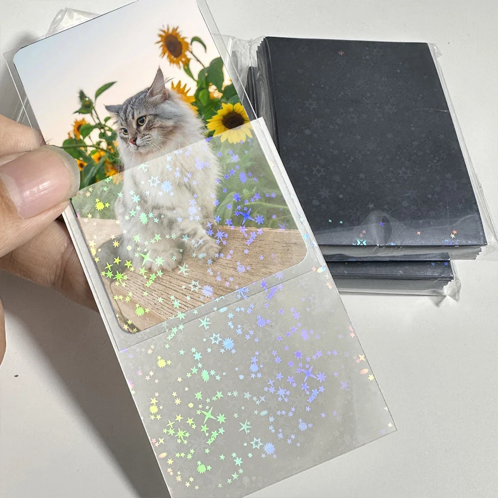 Glittery Star Love Heart Colored Ins Toploader Card Photocard Sleeves Idol Photo Cards Protective Storage Case 50pcs/pack display case
