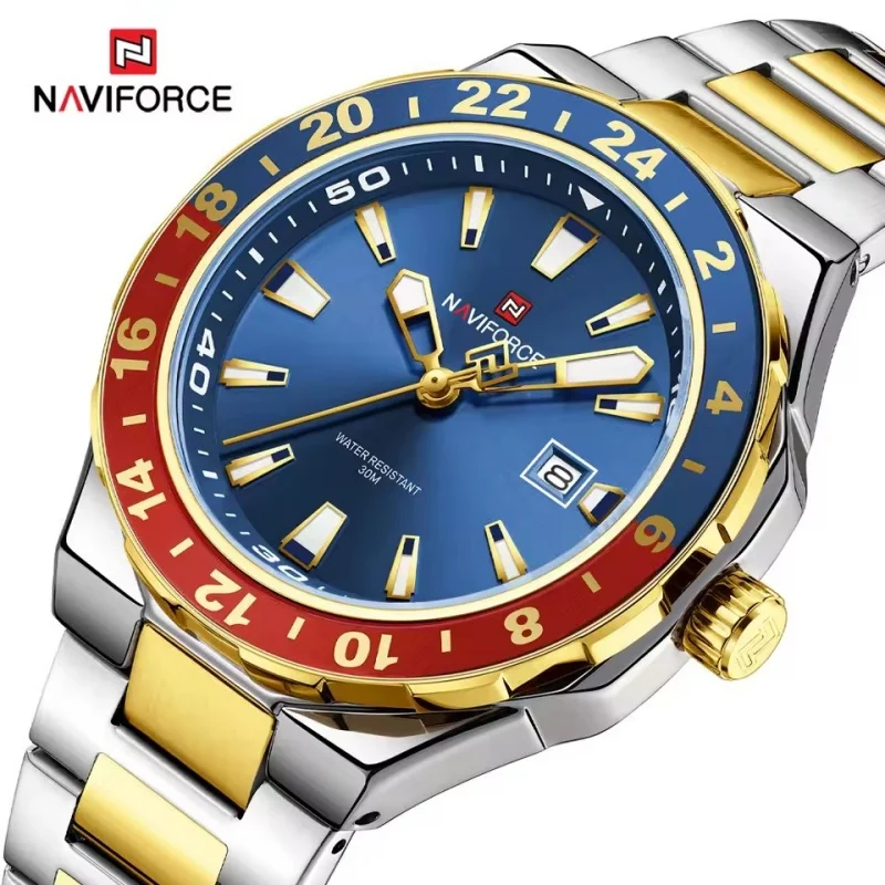 NAVIFORCE 9249 Classic Quartz Watch Fashion Calendar Night Light Waterproof Steel Strip Business Men's Luxury Watch reloj hombre - Image 3