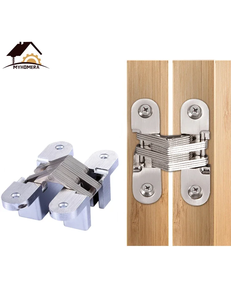 Stainless Steel Hidden Door Hinges 20kg 16*70mm Built-in Concealed Cross Heavy-loading Folding Doors Hinge Furniture Hardware for stainless steel hinges door hinges