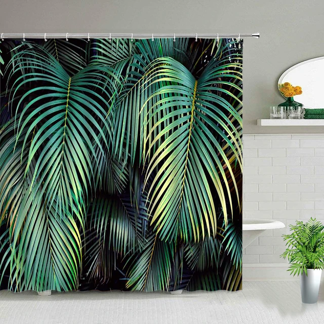 Green Tropical Rainforest Plant Shower Curtains Flower Leaf Leaves Bathroom  Decor Waterproof Bath Curtain Polyester Fabric