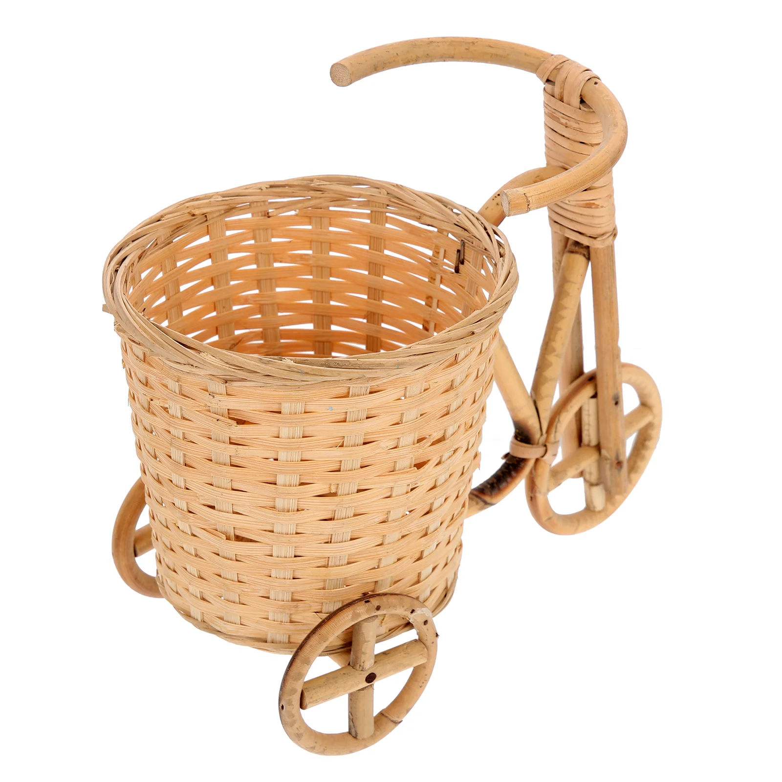 

Woven Flower Pot Basket Table Tricycle Storage Baskets for Desktop Farmhouse Decor Mini Display Stand