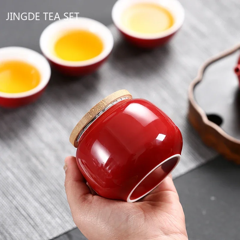 Boutique Ceramic Tea Caddy Airtight Jar Home with Lid Coffee Moisture-proof Cans Kitchen Nut Grain Spice Storage Container