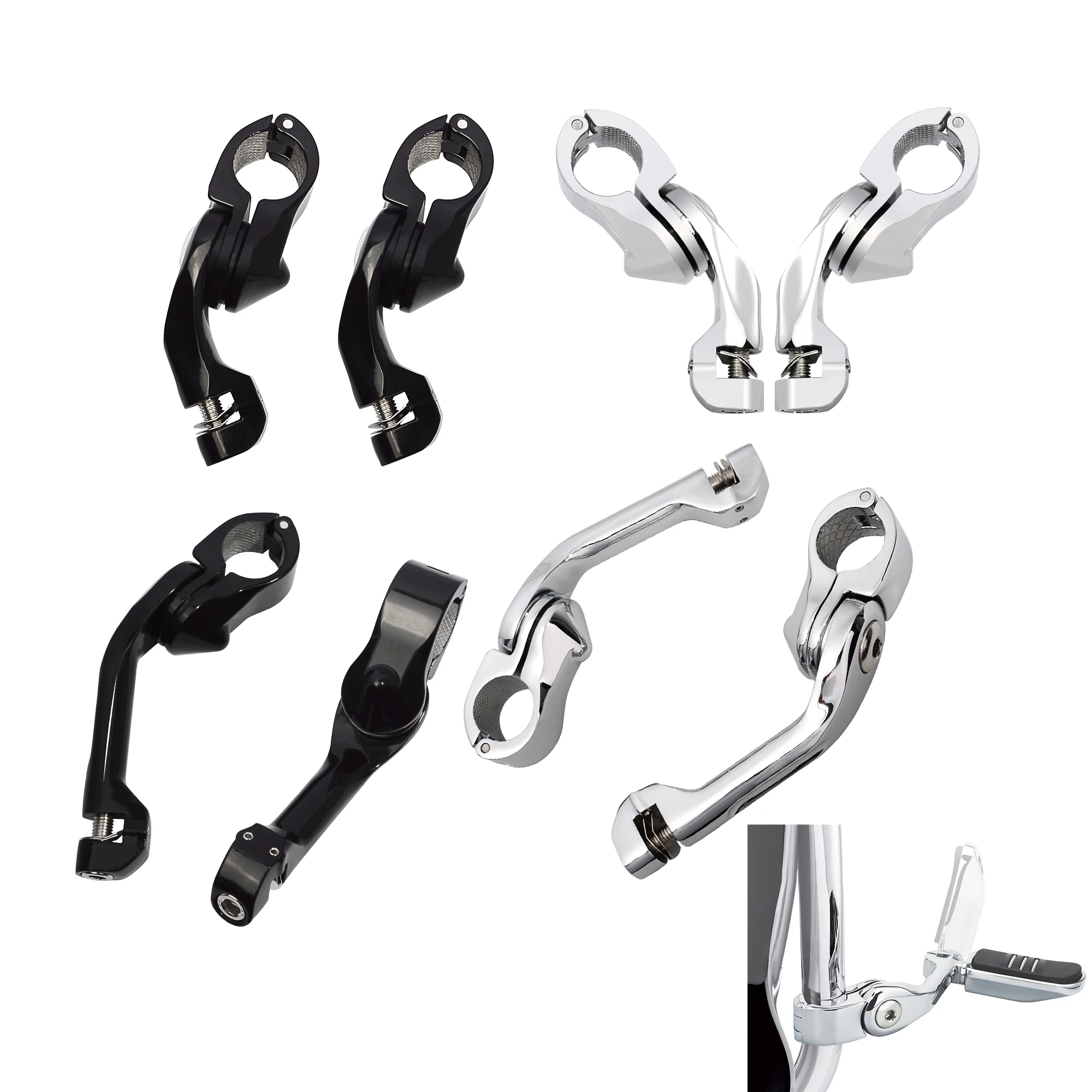 

Motorcycle 32mm Highway Footpeg Mount 1-1/4" Engine Guards Pegs Clamp Support For Harley Touring Softail Glide Dyna Sportster XL