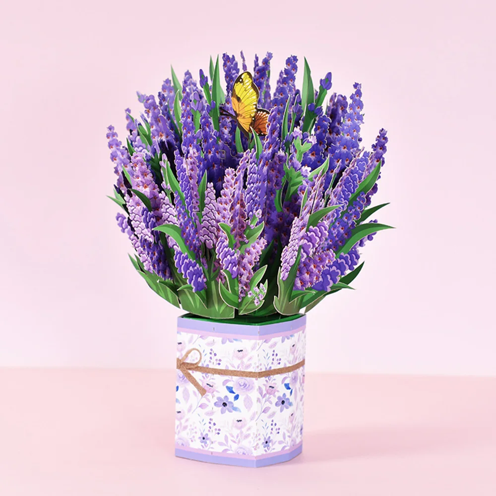 Paper Flower Bouquet Card Forever Flower Bouquet 3D Pop Up Greeting Cards for Valentines Day Graduation Day greeting cards