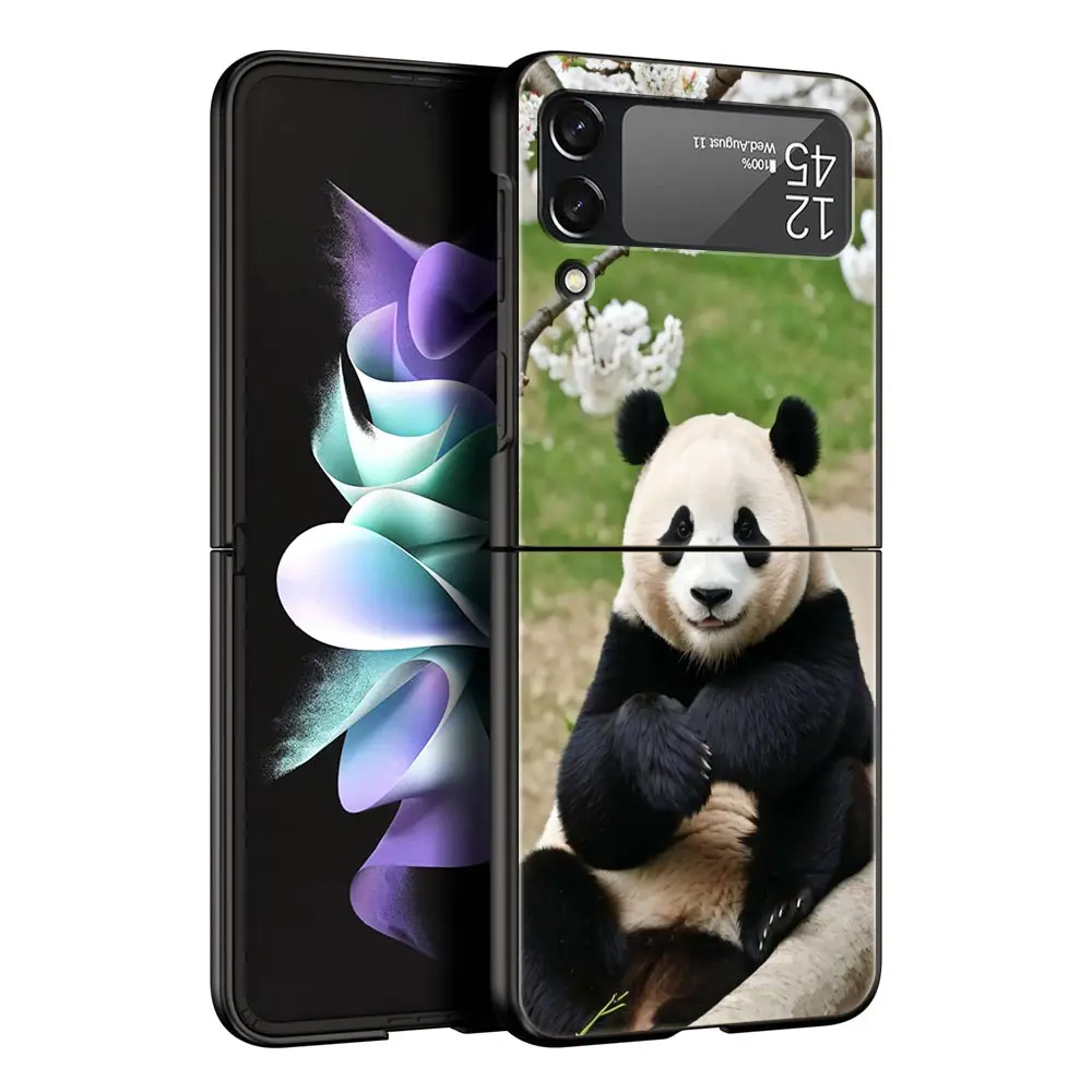 Luxury Black Folding Phone Case with Fubao Panda Design
