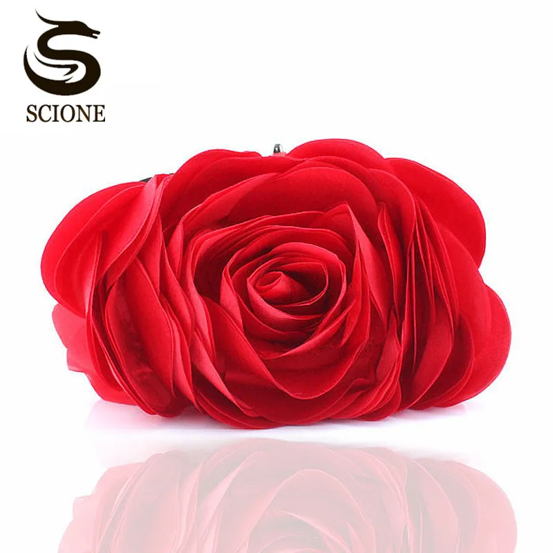 Women Evening Bag Fashion Flower Clutch Bag Wedding Handbag Bridal Clutch Purse Party Wallet Shoulder Chain Bag