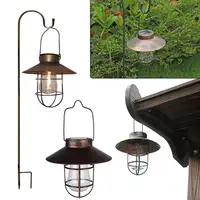 Solar Retro Camping Lantern Waterproof Vintage Night Lighting Portable Outdoor Hanging Tent LED Chandelier Light for Garden 1