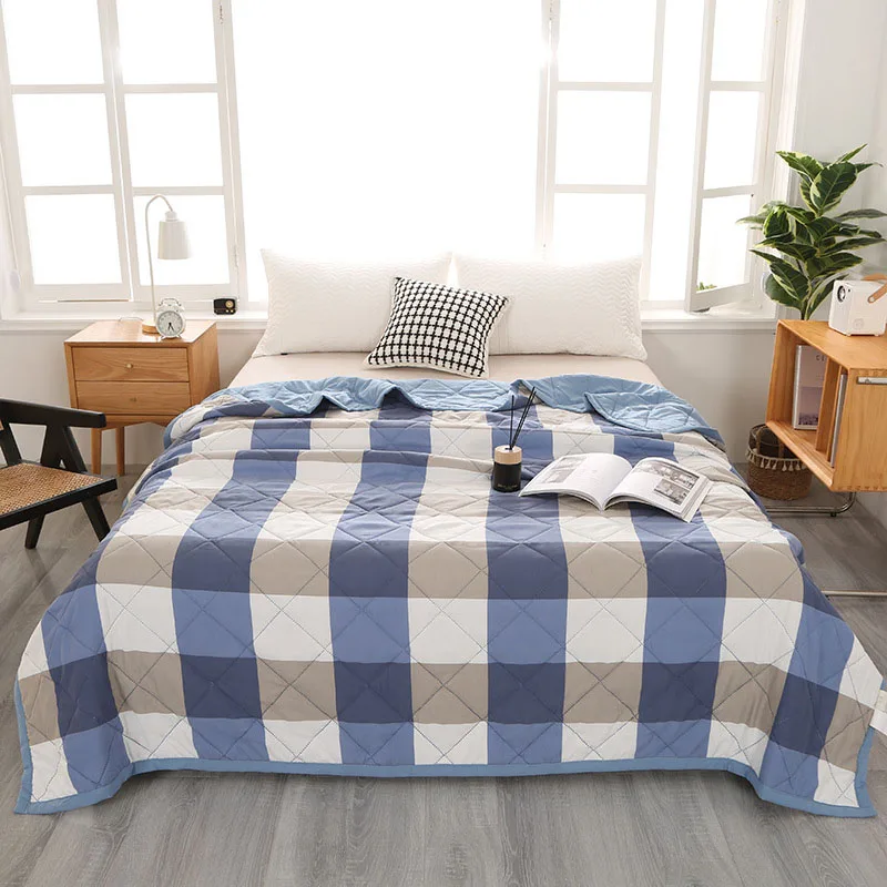 

Summer Quilt Blanket Air Condition Thin Comforter Quilted Plaid Bedspread for Double Queen King Bed Sofa Bed Cover Coverlet