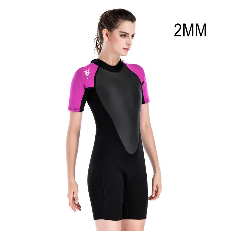 

2MM Neoprene One Piece Snorkeling Surfing Kayaking Wetsuit For Women Scuba Short Sleeve Spearfishing Swim Bathing Diving Suit