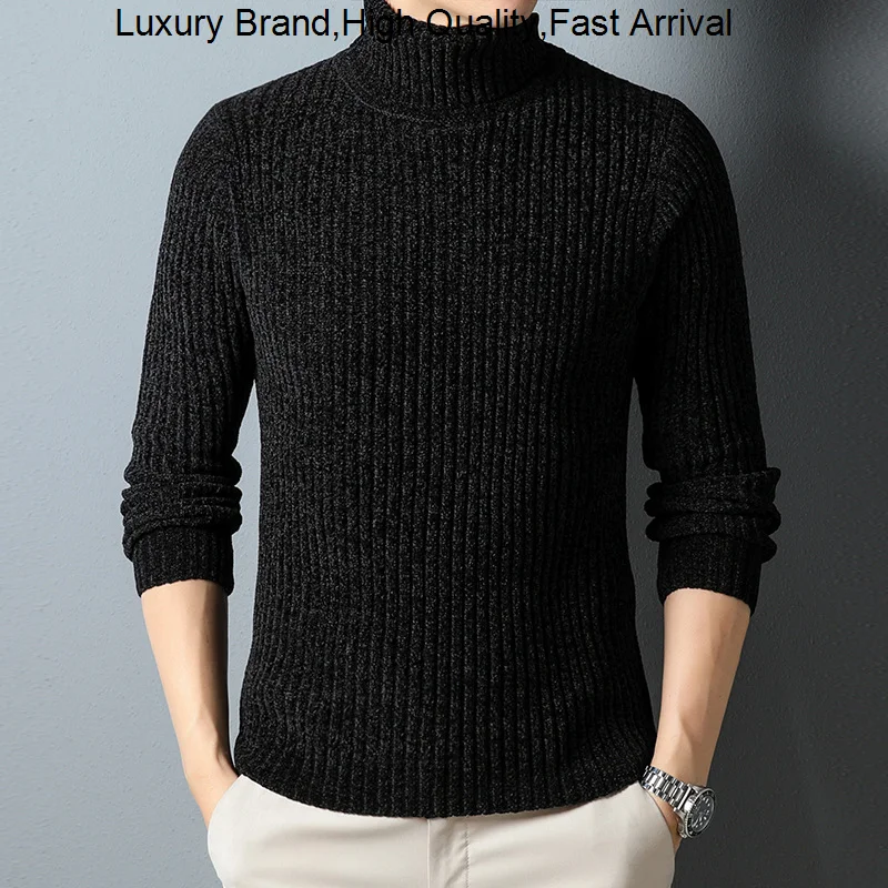 

Warm Turtleneck Autumn And Winter Fashion Solid Color Sweater Brand Men Casual Slim Pullover Top Knitted Male Designer Clothing
