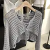 Hollow Out Short Style with Camisole Knitted Sweater for Women's Summer New Loose Long Sleeved Cover Up Sun Protection Top 4