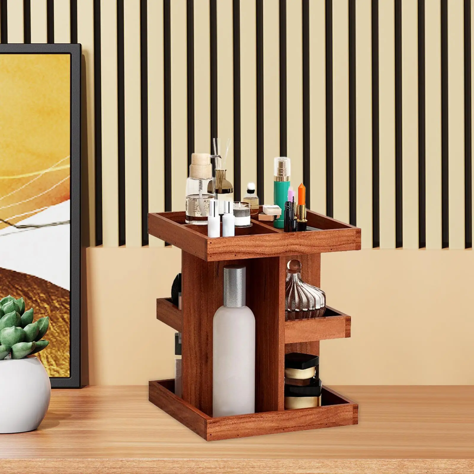

Organizer Vintage Design Room Decor DIY Rotating Cosmetic Storage Box