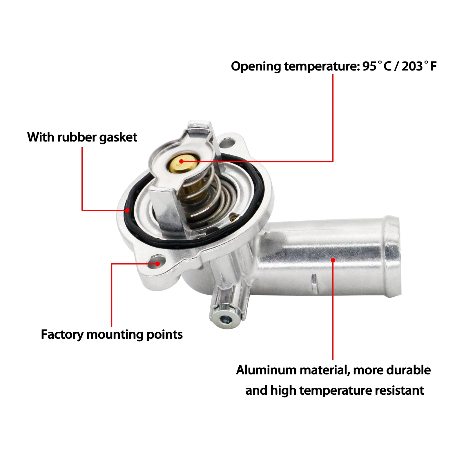 Coolant Filler Neck Assembly Radiator Coolant Tank Cap Car Radiator Cap Car Radiator Water Tank Cover Coolant Aluminum Thermostat Housing For Jeep Wrangler JK Grand Cherokee 2011- Chrysler 3.6L 5184651AG 5184655AH P0128