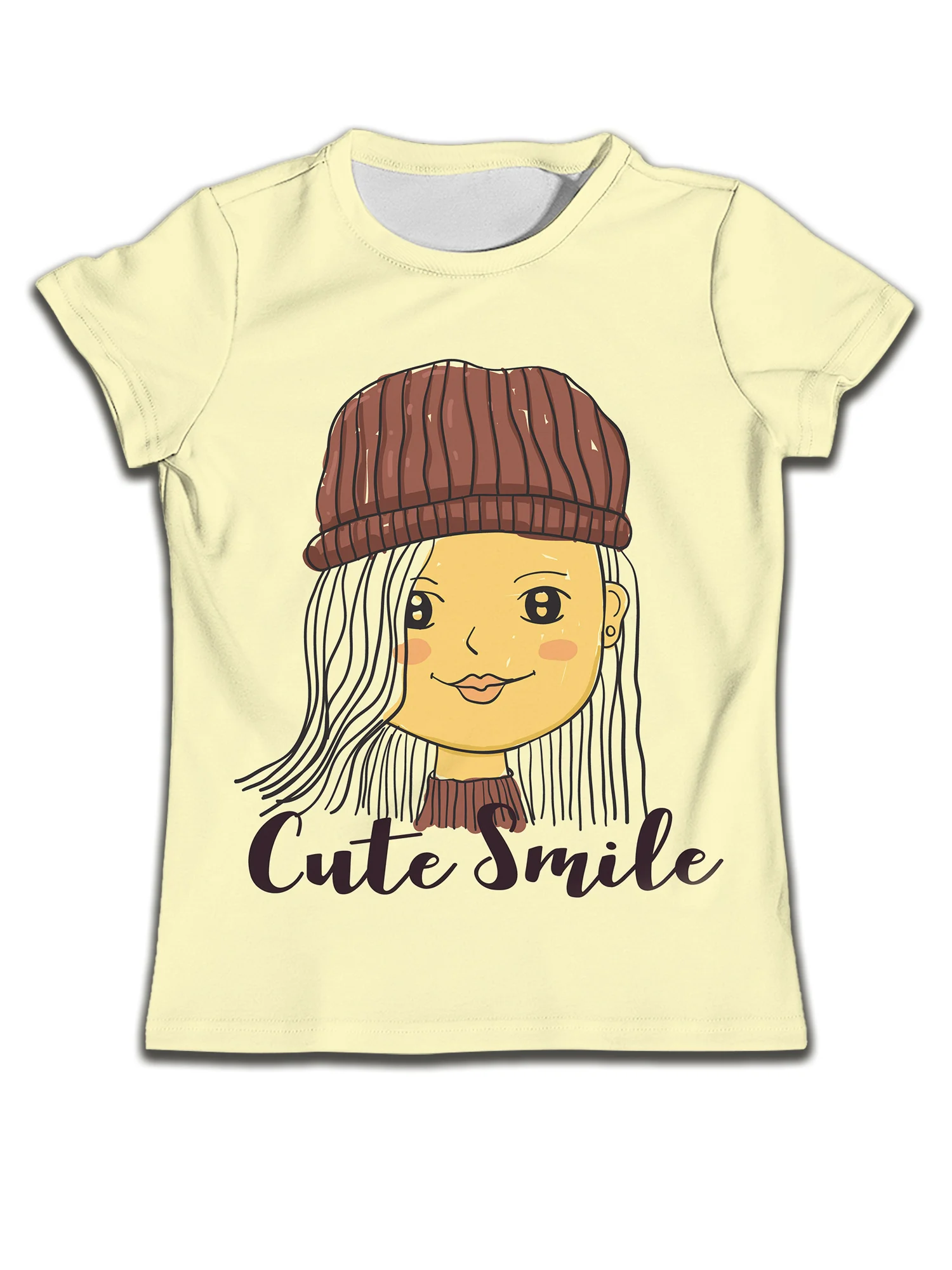 

Children's Shirt for Boy Yellow T KID Girl Clothes simple design Girls' Cute Smile Graphic T-shirt Kids 2024 New Tshirt Cartoon