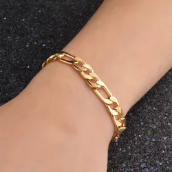 Elegant 18K Gold - Tone Geometric Chain Bracelet in Sterling Silver - 20cm 8inches (Silver)