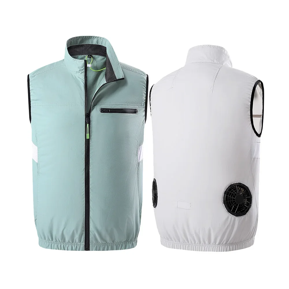 Men's Summer Vest Fan Air-conditioning Clothes USB Charging Cooling Sleeveless Jacket Work Shirt Outdoor Camping Fishing Hiking