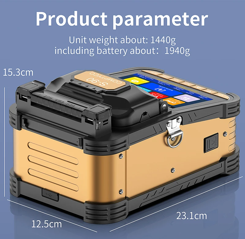 S-90 Fiber Optic Fusion Splicer 6 Motors Multilingual Touch Screen FTTH Optical