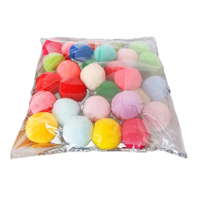 30Pcs 1.6"/4cm Cat Toy Balls Bulk Soft Kitten Pompon Toy Indoor Cats Interactive Play Training Toy Plush Balls Cats Favorite Toy 5