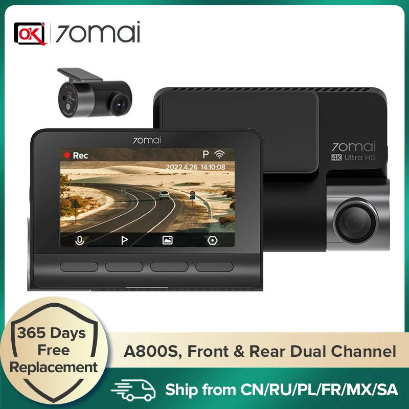 70mai A800: Dual-vision 4K Dash Cam for 24h Guard