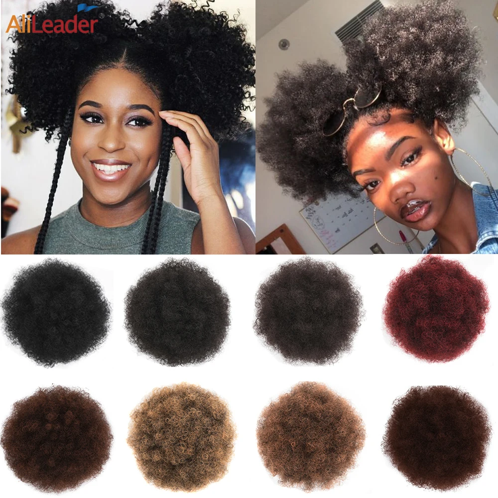 Synthetic Afro Hairpiece African Puff Drawstring Ponytail Hair Buns