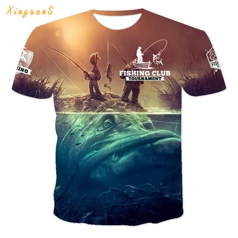 2021 Summer Fish 3d T-shirt Men's Hip Hop Fisherman Tropical Print