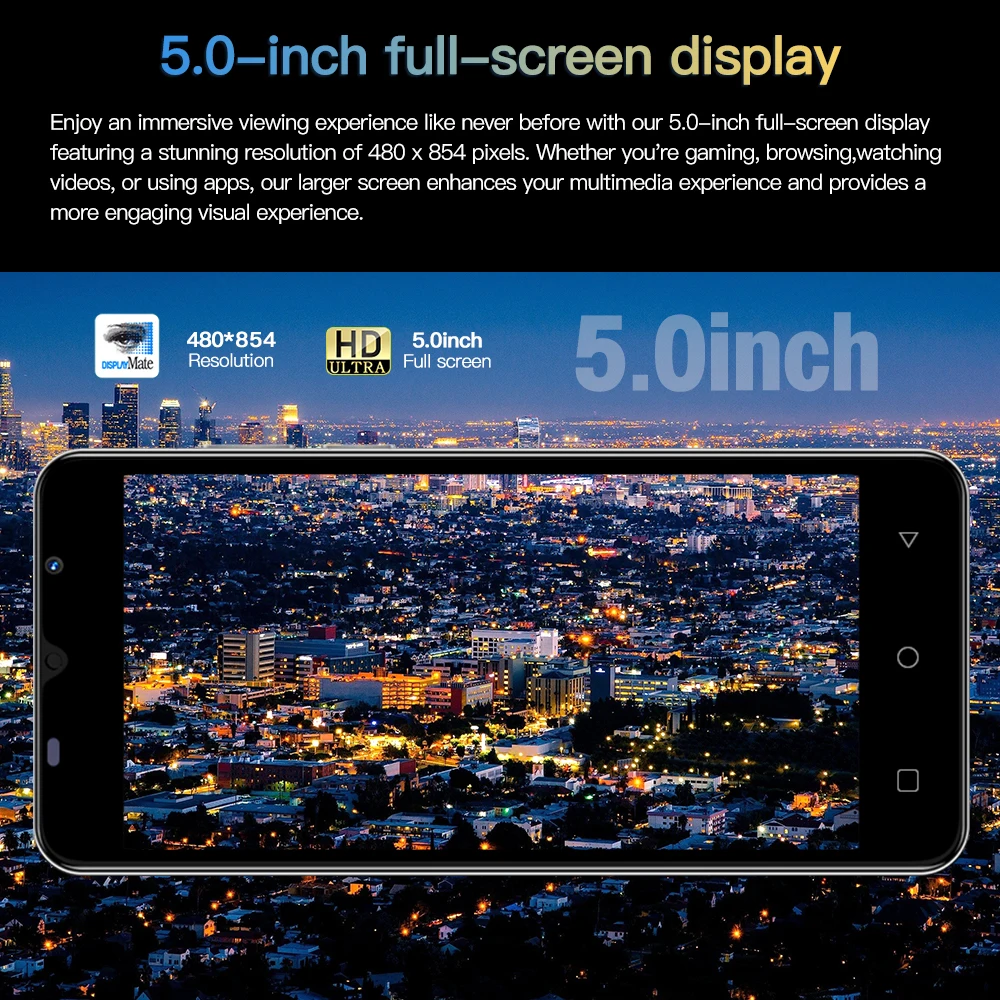 FUFFI-Note 40 Pro Cellphones 5.0 inch 16GB ROM 2GB RAM Smartphone Android 2000mAh 2+8MP Camera 3G Original Mobile phones 3
