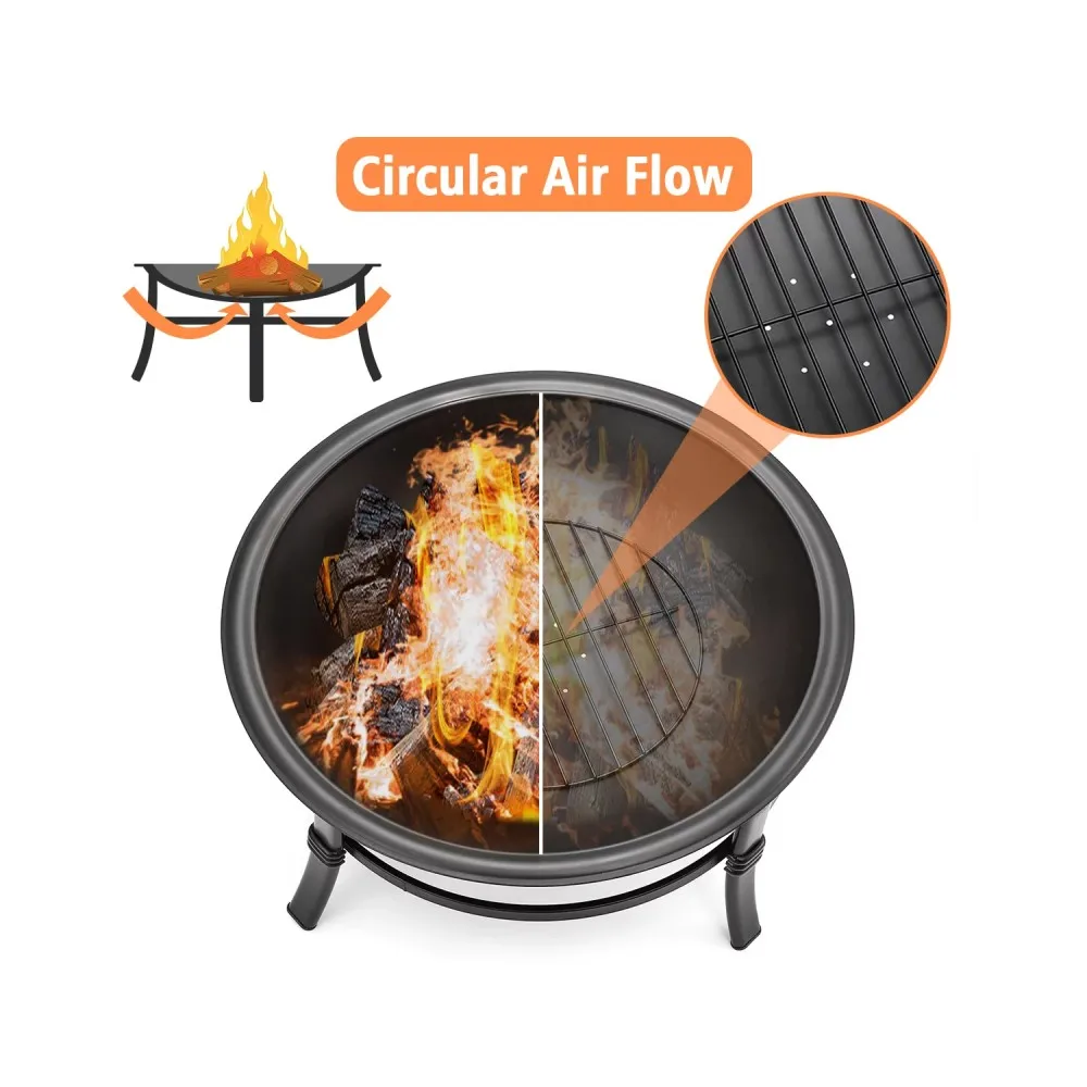 Portable Steel Wood Burning BBQ Grill Fire Pit Outdoor Camping Stove