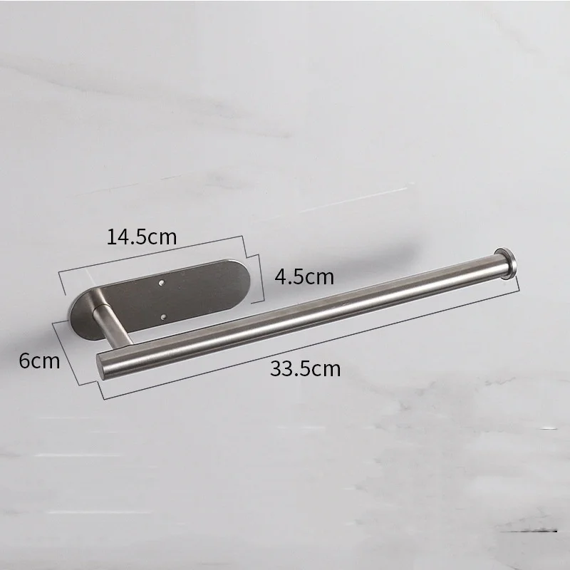 1pc Kitchen tissue holder stainless steel nail free self-adhesive wall mounted metal black toilet paper roll holder