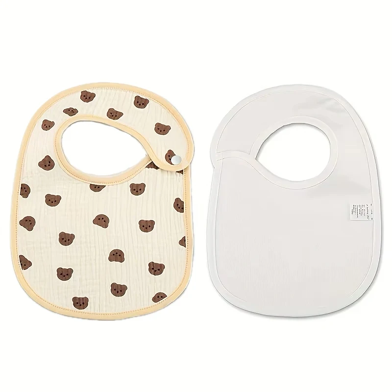 2pcs Newborn Baby Cotton Gauze Bibs Waterproof Infant Boys Girls Burp Cloths Printing Scarf Toddler Saliva Towel Feeding Stuff Baby & Maternity