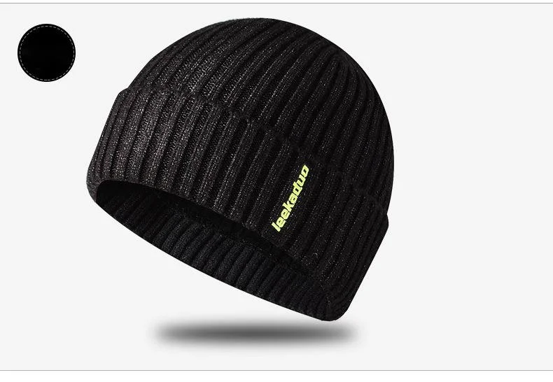 Knitted Beanie Hat For Men Embroidered Woolen Winter Skull Cap_voghion.com