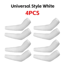 Cycling Arm Sleeves UV Protection Fingerless Sports Gloves - One Size (White Universal - 4Pcs)