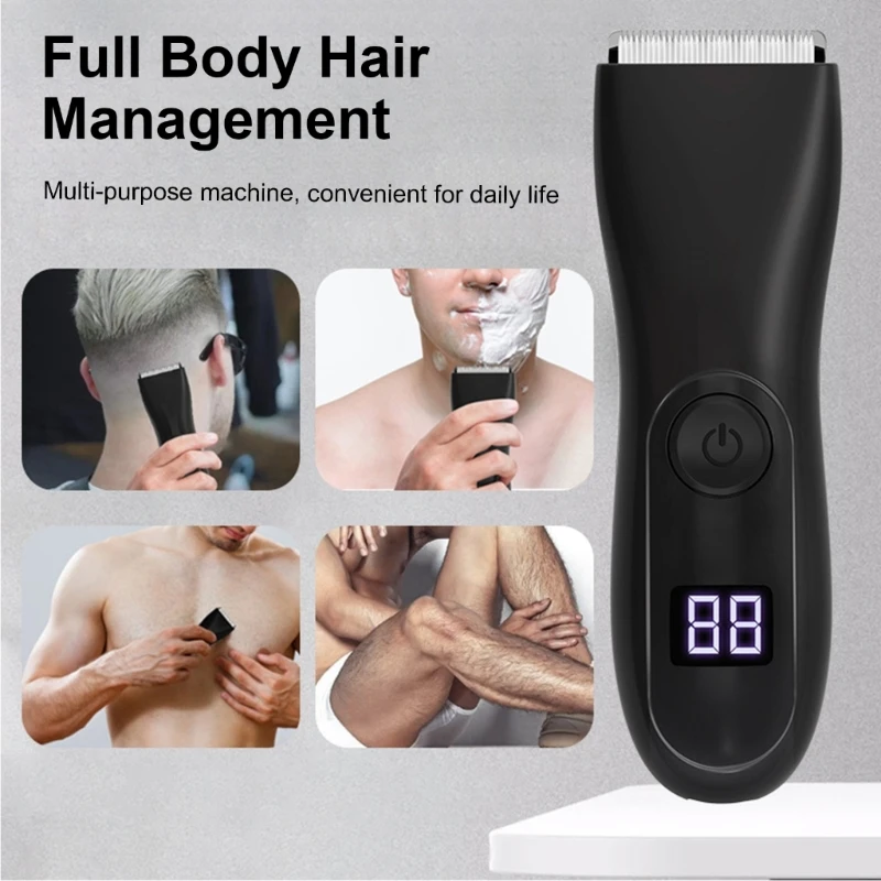 Electric Groin Hair Trimmer for Men Body Groomer & Pubic Waterproof Hair Trimmer