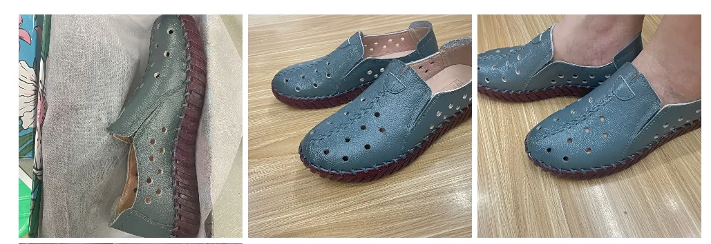 Große Größe 42 Rindsleder Ballerinas Mokassins Loafer Damen Sommer Cut-Out Schuhe Damen Fahr-Mokassins Alltagsschuhe – Detail 2